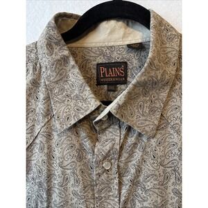 Plains Western Wear Paisley Pearl Snap Short Sleeve Button Up Shirt Men's 3XL